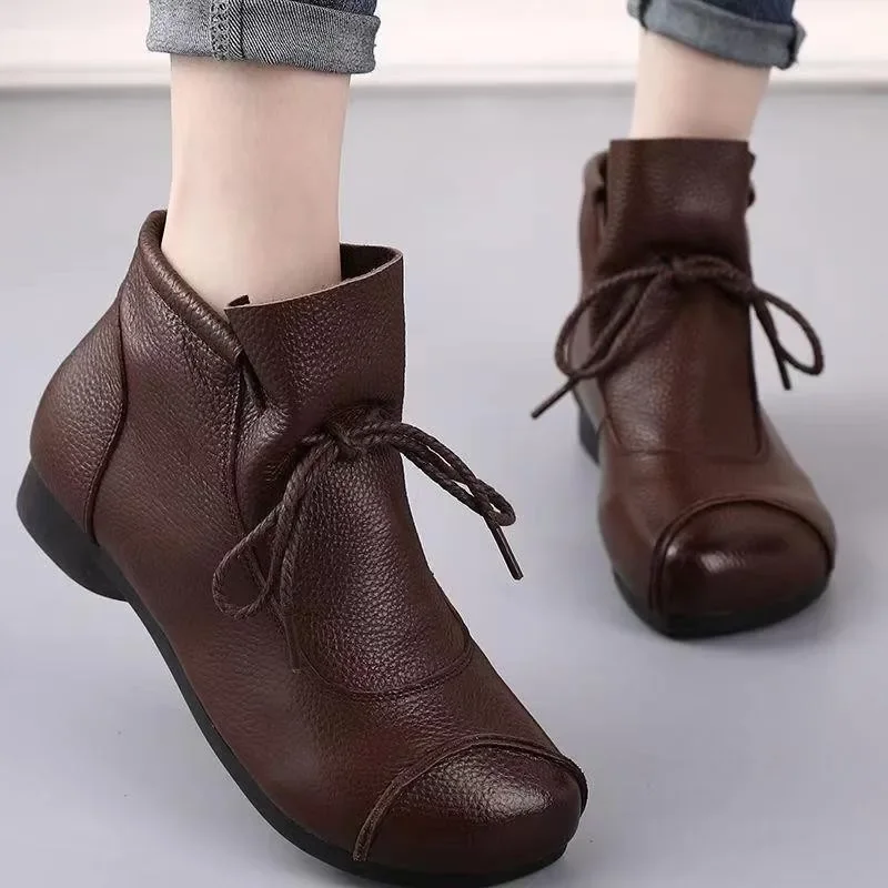 Shoes for Women  New Fashion Lace Up Women's Boots Casual Soft Bottom Retro Ladies Ankle Boots Zapatos Para Damas En Oferta2024