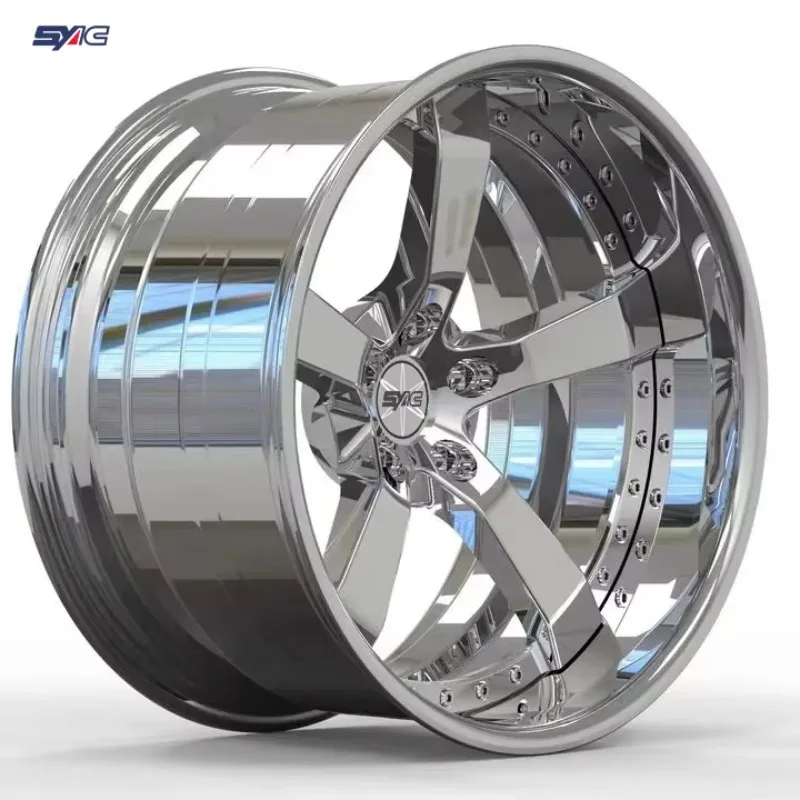 SYAC Factory Direct Sales 17-24 Inch 2-piece Forging Wheel Five Spoke Chromed Wheels Customization For Racing Car/Sports Car
