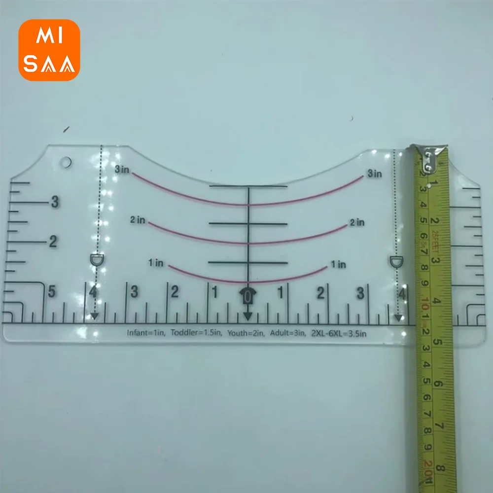 Drawing Template With Scale Pvc Centering Tool Measurement Ruler Durable Multi Purpose T-shirt Ruler Guide Clearly