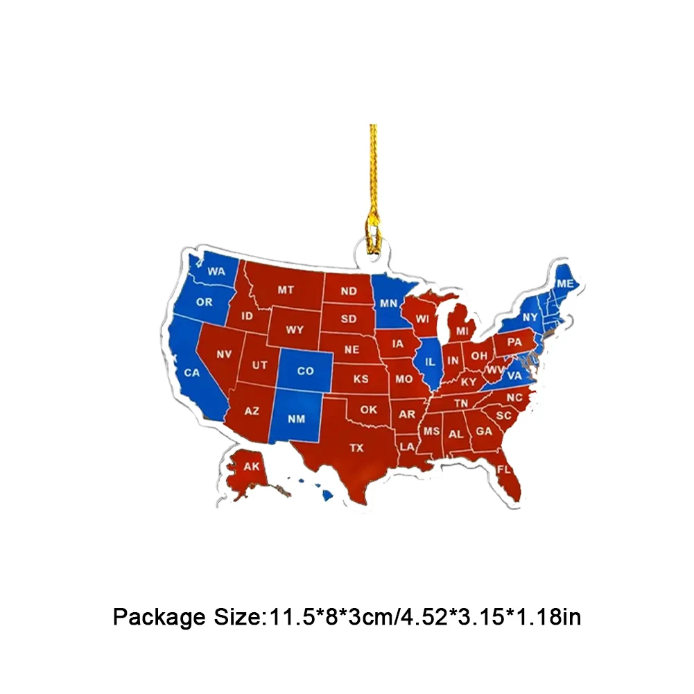 2024 الاكريليك ترامب شجرة عيد الميلاد معلقة زخرفة نتيجة الانتخابات خريطة ترامب زخرفة هدايا عيد الميلاد للأصدقاء