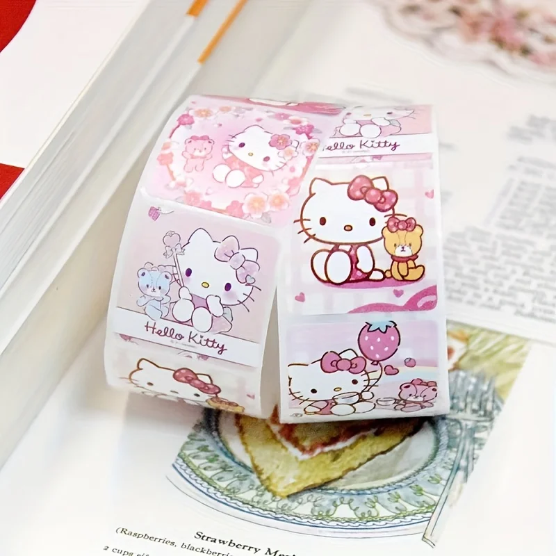 500 stks/rol Sanrio Leuke Kawaii Stickers Hello Kitty Bagage Graffiti Decals Decoratie Sticker Gift Briefpapier Sluiting Stickers
