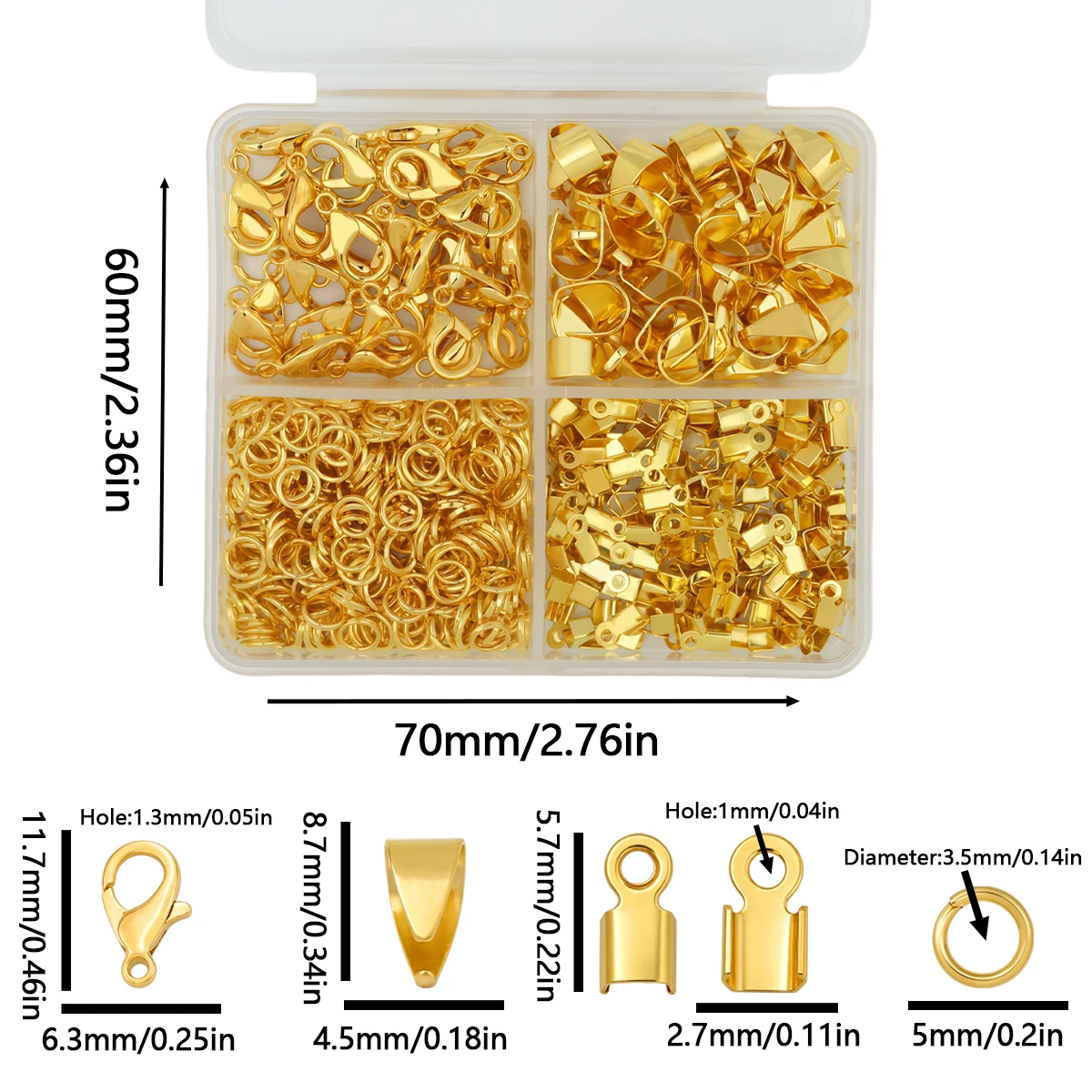 590sets Boxed Lobster Clasp Seed Clasp Clip Fastener Closed Ring for Making Bracelets Necklaces Rings DIY Jewellery Components