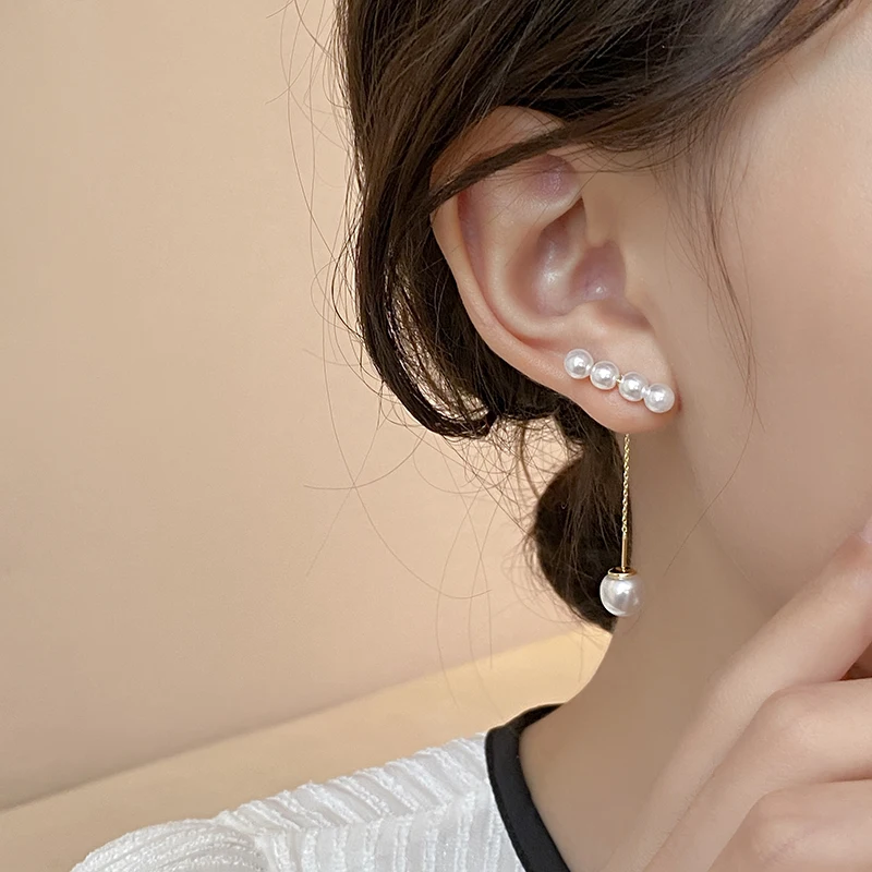 2025 Unusual Design Metal Earline Pearl Pendant Earrings For Women\'s Various Wearing Ear Accessories Fashion Jewelry For Girl‘s