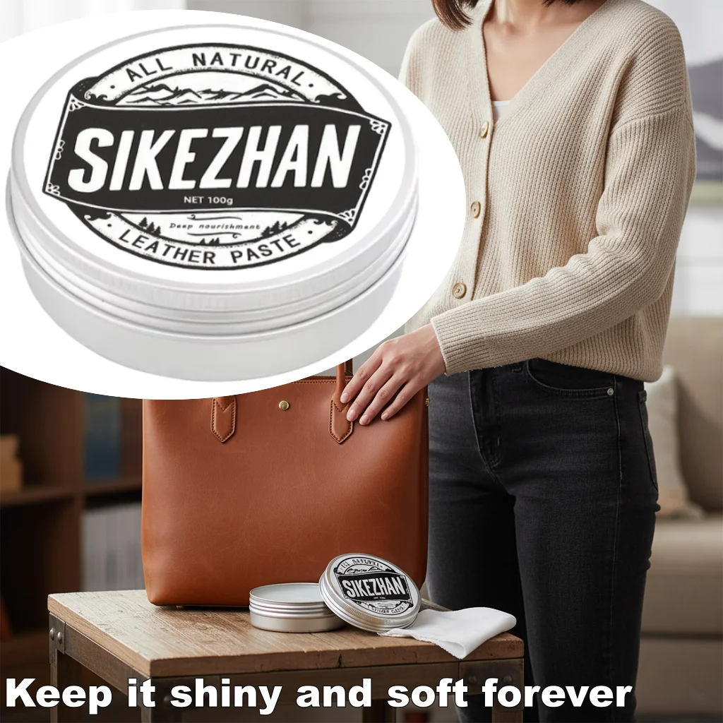 SIKEZHAN Luxury Leather Care Cream – Natural Conditioner Balm for Handbags, Wallets & Belts | Clear, Odorless & Gentle