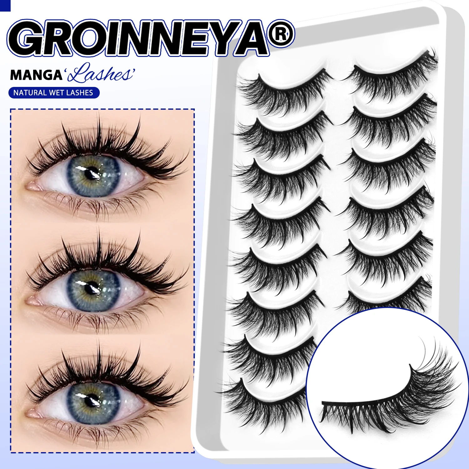 GROINNEYA NEW Wet Eyelashes Natural Fluffy Faux Mink Lashes Fashion Manga Lashes Natural And Dramatic Eyelash Extension Makeup