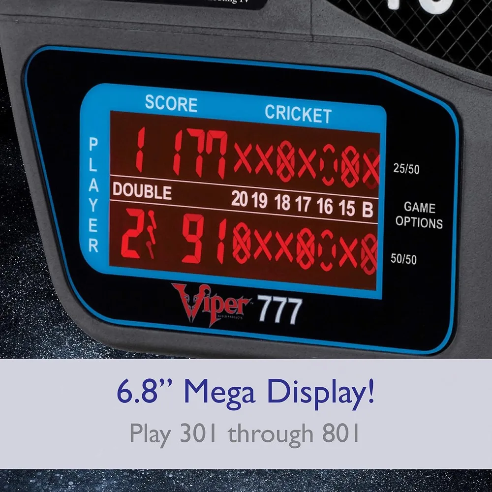 Viper GLD Products 777 لوحة رمي السهام الإلكترونية مع أكثر من 40 لعبة، والتسجيل التلقائي، وشاشة الكريكيت LCD، والهدف المقاوم للصدمات