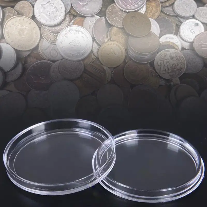 Coin Case 60 Pieces 40 Mm Silver Eagles Coin Capsules Coin Holder Storage Container With Storage Organizer Coin Box Clear box