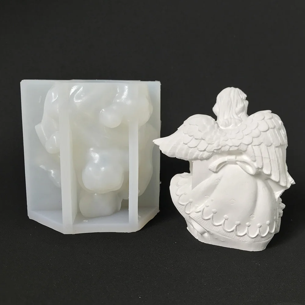 Bouquet Angel Silicone Mold Flower Basket FARCENT Girl Diffuse Plaster Epoxy Decoration Mold 8426