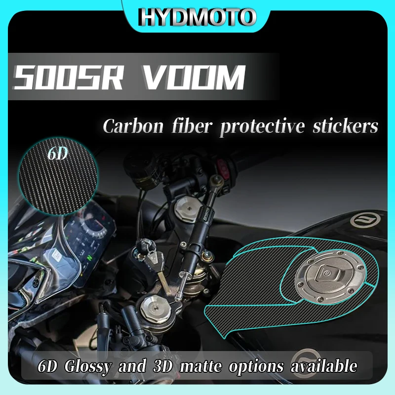 

For CFMOTO 500SR VOOM 500 SR 2024 6D Carbon Fiber Fuel tank sticker body protection sticker decorative film accessories