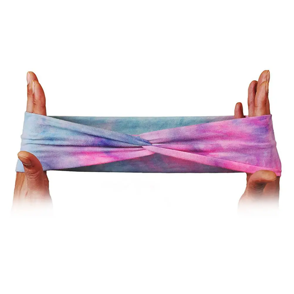 

Набор из 4 мягких эластичных широких повязок на голову для женщин с дизайном тай-дай, спортивные повязки для йоги, фитнеса, тренировок, бега и занятий в зале