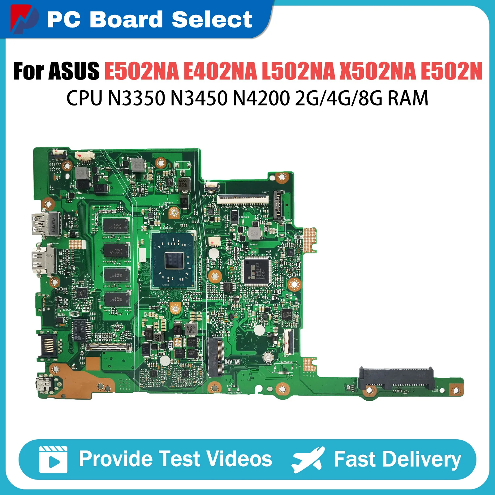 E402NA E502NA Laptop Motherboard with 2GB/4GB RAM N3350 N4200 CPU For ASUS E402N E502N R417N R416N Notebook Mainboard