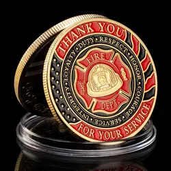Thank You for Your Service Challenge Coin Prayer God Bless Firefighters Fireman for Courage Coins Golden Commemorative Coin