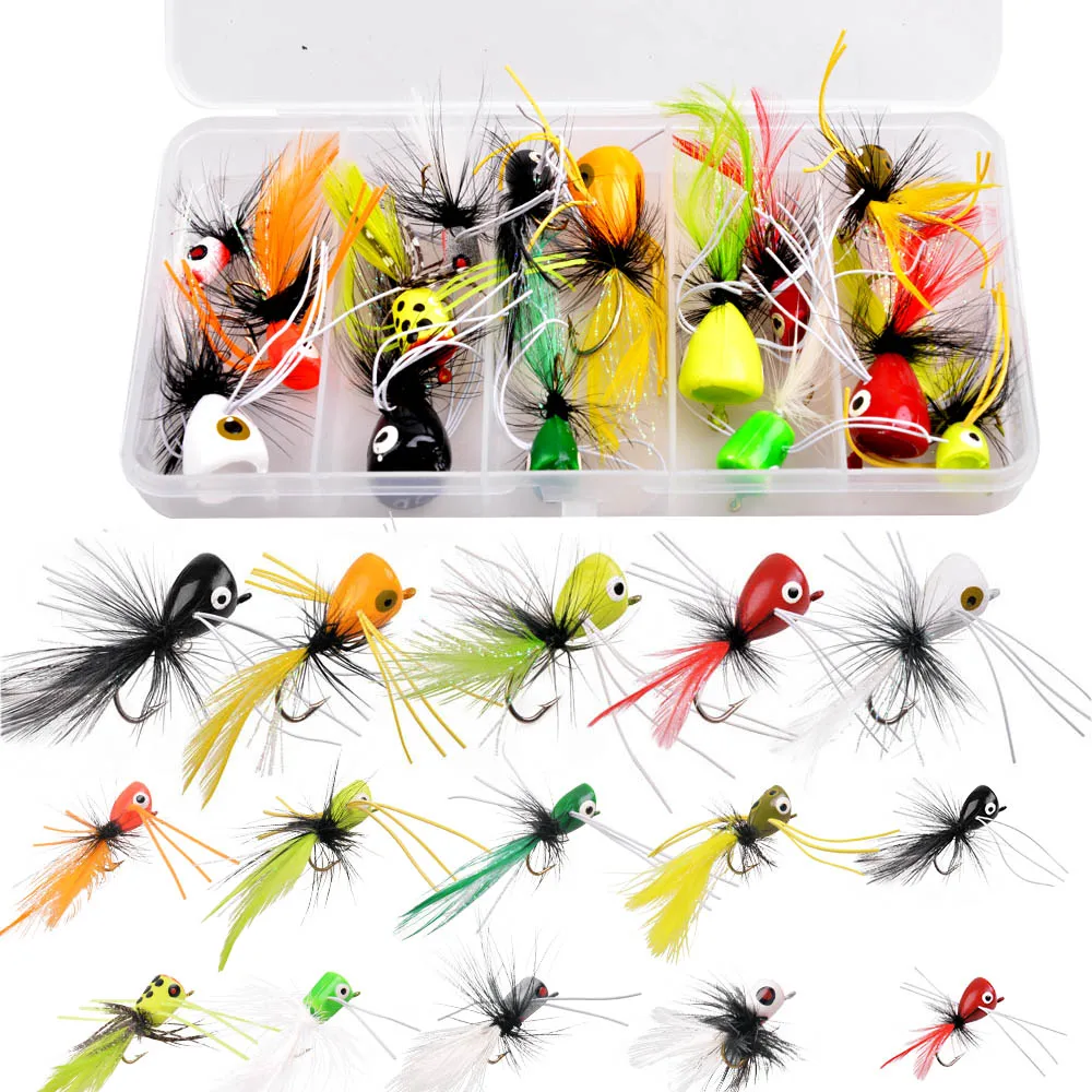 15Pcs Foam Popper heads fly Fishing Saltwater Topwater Floats bait Flies Tying Poppers Jig Bass Walleye Panfish Lure Fishing Kit