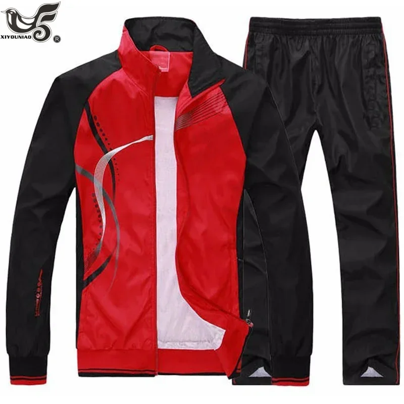 Men\'s Set Spring Autumn Jogging Sportswear Two Piece Sport Suit Jacket+Sweatpants Sweatsuit Men Basketball Tracksuit Clothing