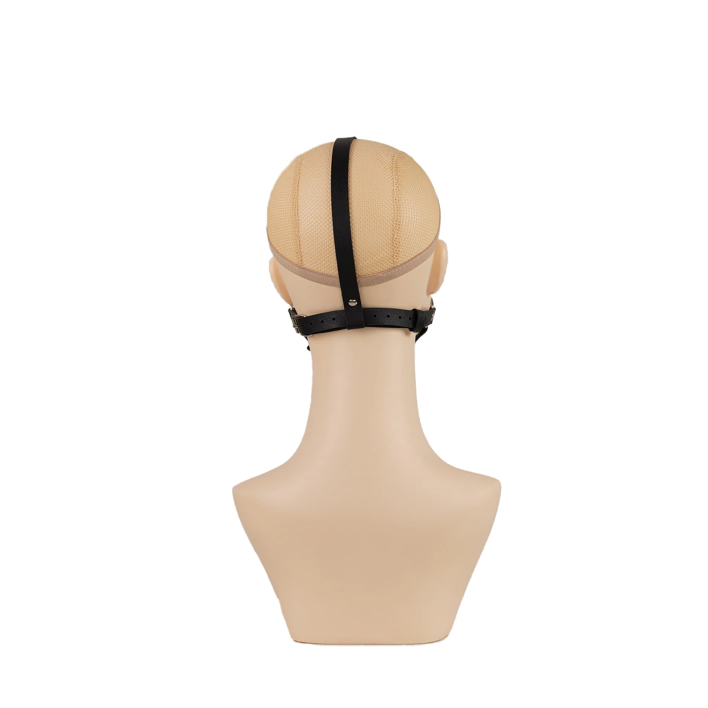 PU leather herringbone face harness mask, gothic face accessory
