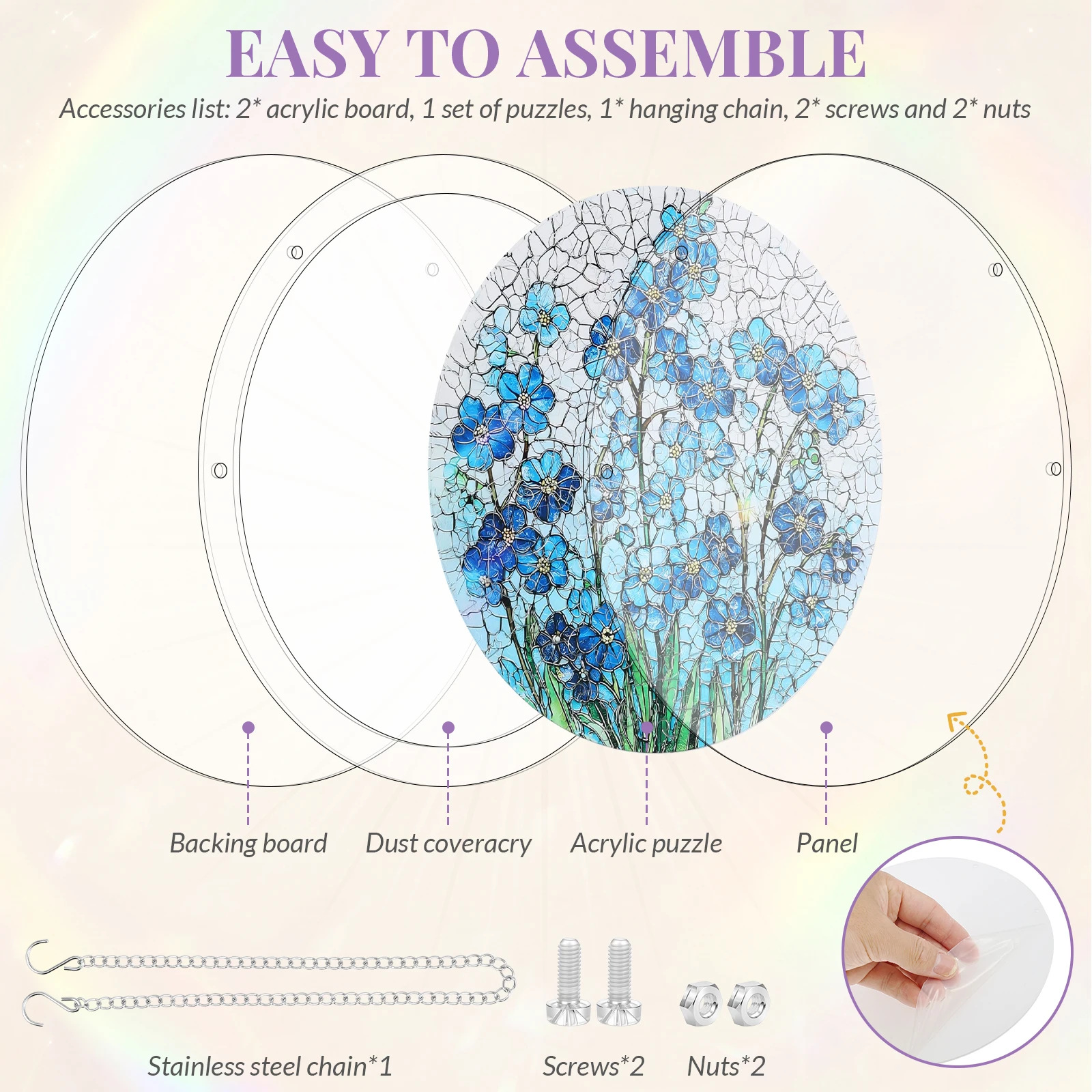 Acrylic Suncatcher Puzzle 7.4inch DIY Sun Catcher Puzzle Kit Window Hanging Creative Home Decoration for Garden Walls Porches - view 5
