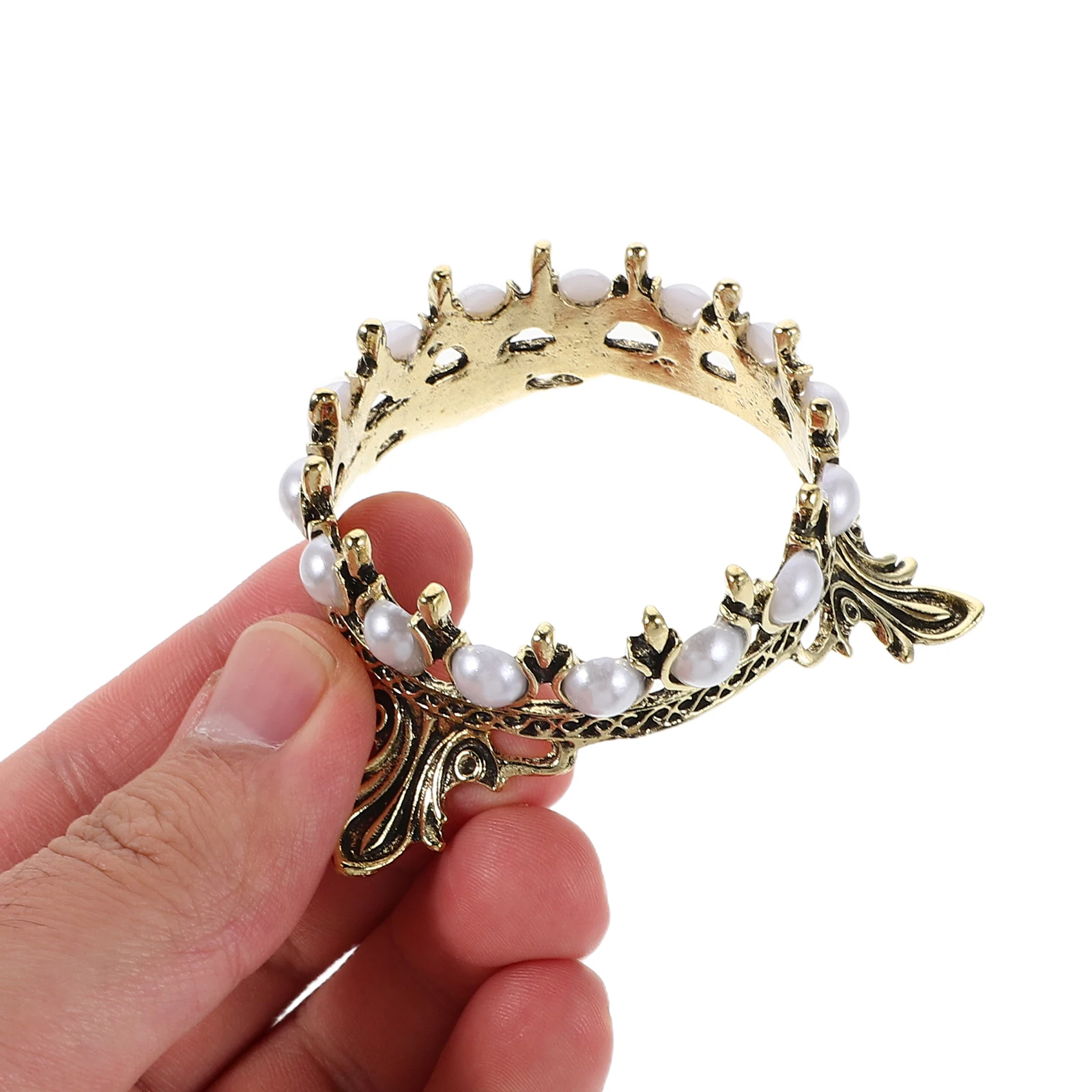 

4Pcs Crown Nail Brush Holder Retro Manicure Pen Organizer Fake Pearl Edged Makeup Brush Stand Nail Art Tools Storage Salon Home