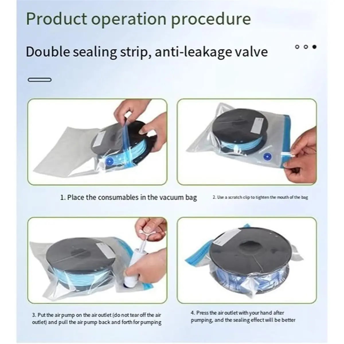 computer 30pcs Printer Vacuum Bags with 6 Bag Clip 30x34 cm for 3D Printer Filament Reusable Vacuum Compression Storage Bags