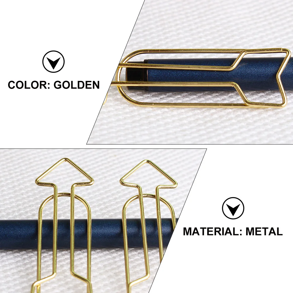 12Pcs Golden Paper Clips Arrow Shape Metal Bookmark Pin for Notes Files Envelopes Office Supplies Memo Holder Bookmark Clips