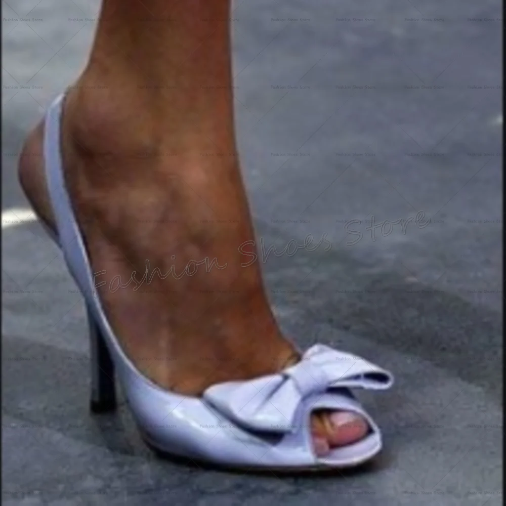

Bow knot Decor Peep Toe Sandals Patent leather Thin High Heels High Heel Shoes for Women Sexy Heels 2025 New Zapatos Para Mujere