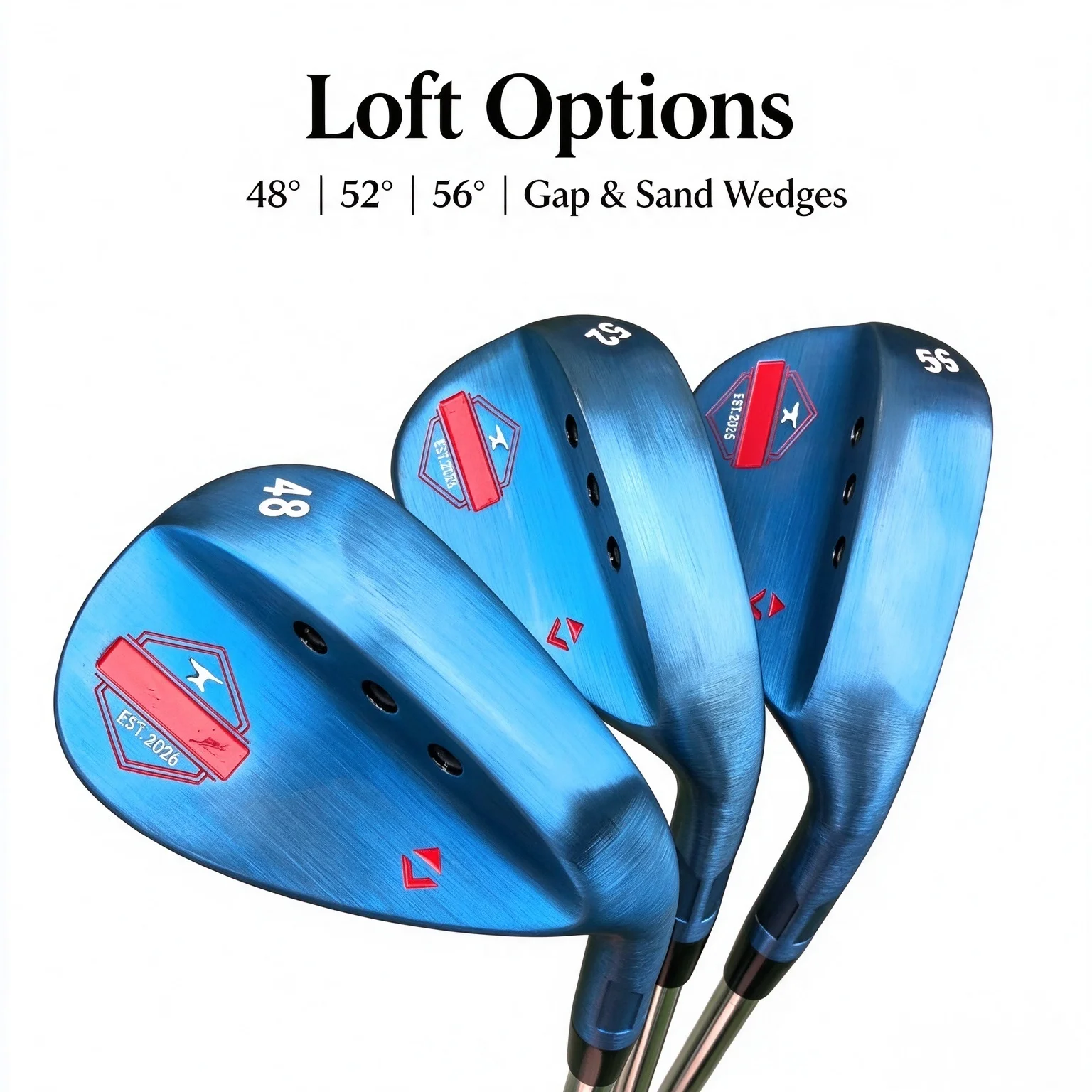 3 Pcs Golf Wedges, Sand Wedges, Chip Wedges, Steel Shafts, 48/50/52/54/56/58/60 Degrees, Men's Golf Clubs, High Spin, Blue Wedges