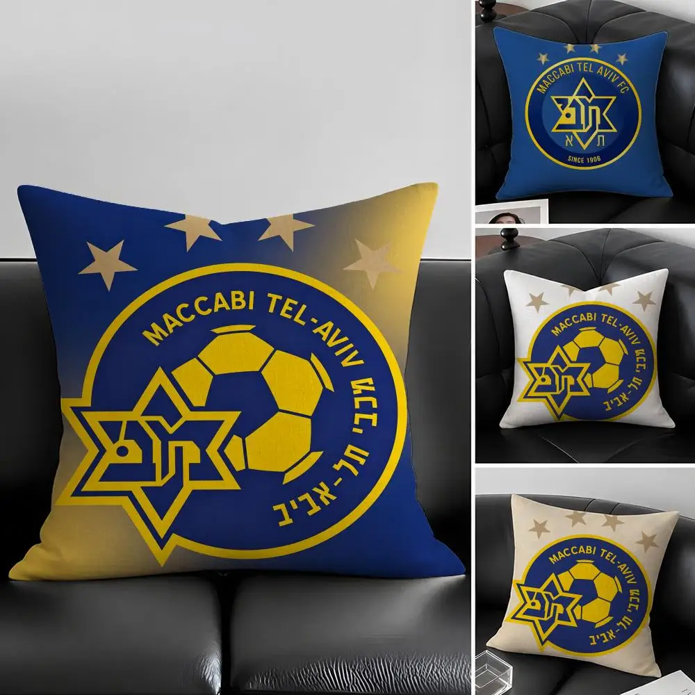 M-Maccabi Tel Aviv Sports Club Kissenbezug, Kissenbezug-Set aus natürlichem Leinen, All-in-One-Dekoration für Sofa, Schlafzimmer und Stuhl