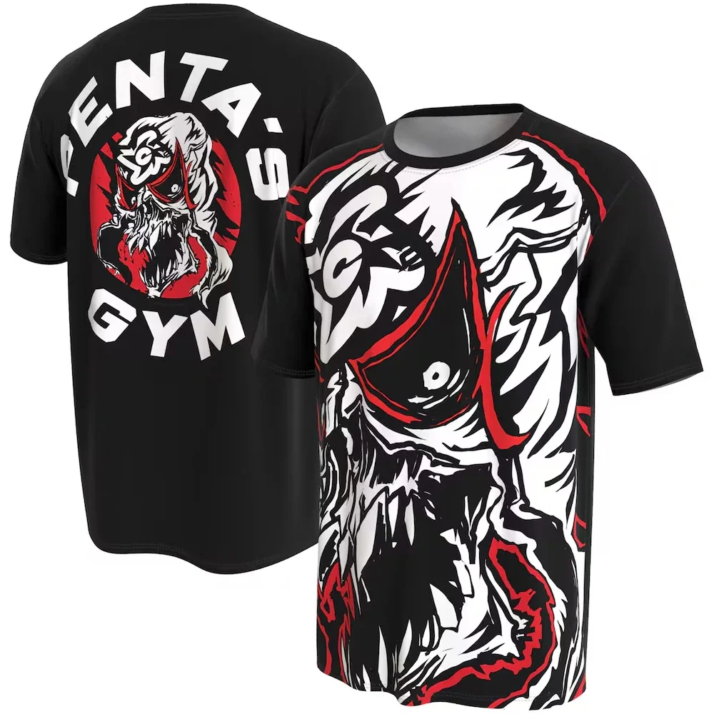 2026 Men's Black Penta  Gym T-Shirt 3D Printed Sports Quick Dry Breathable Short Sleeve Tees Daily Casual Plus Size T-Shirts