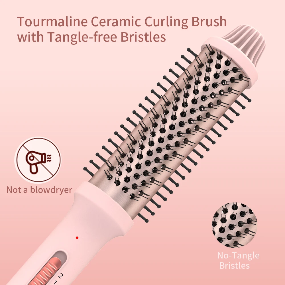 1-1.5 Inch Ceramic Heated Round Brush with PTC Heater LED Temperature Display for Voluminous and Smooth Hair for Home Hotel Use