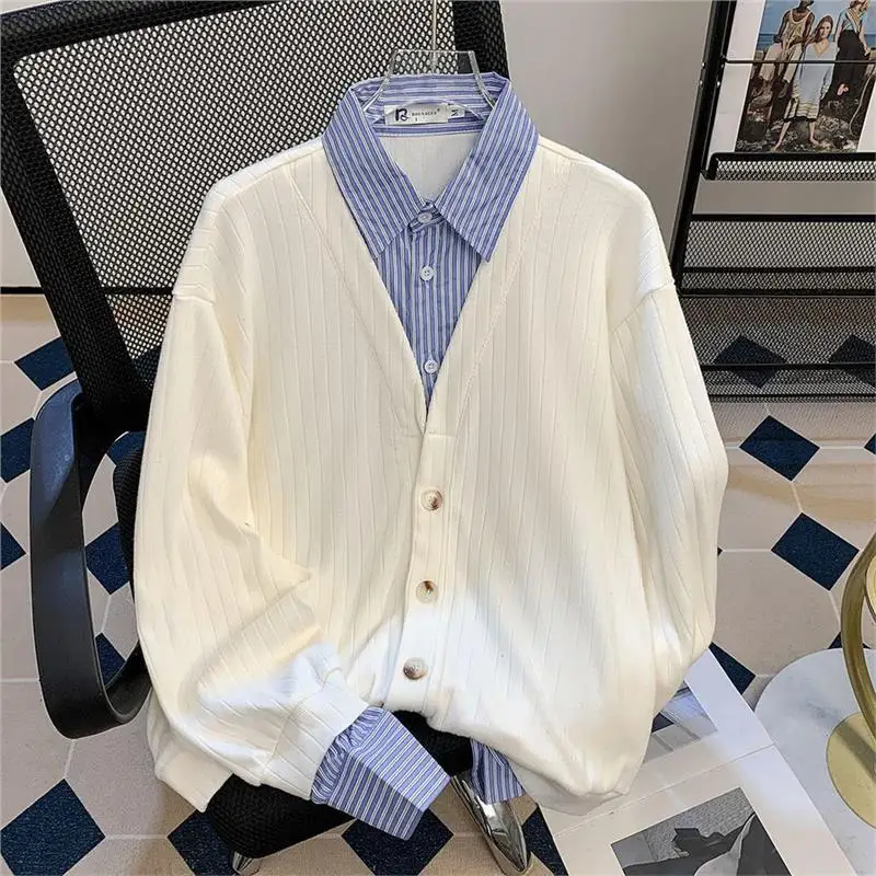 

Мужская рубашка свободного кроя с длинным рукавом в клетку, весенне-осенняя, модная, с воротником, на пуговицах, в стиле колор-блок, повседневная, с эффектом высокого комфорта