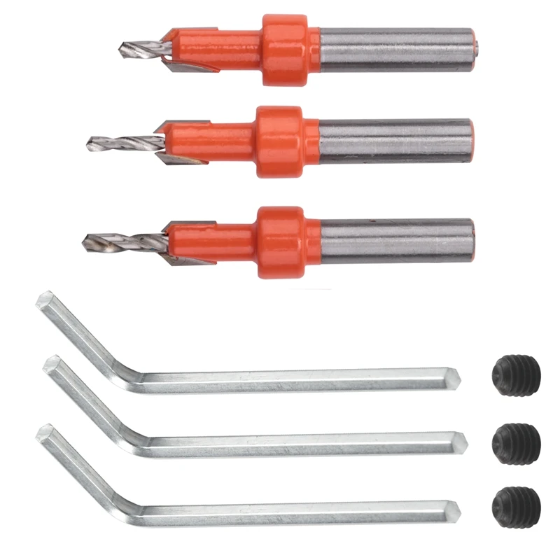 

3 Pcs Countersink Drill Bit Set Wood Hole Drill Bit Timber Wood Working Drill Bits with Hex Key for Wood Screw Cutter