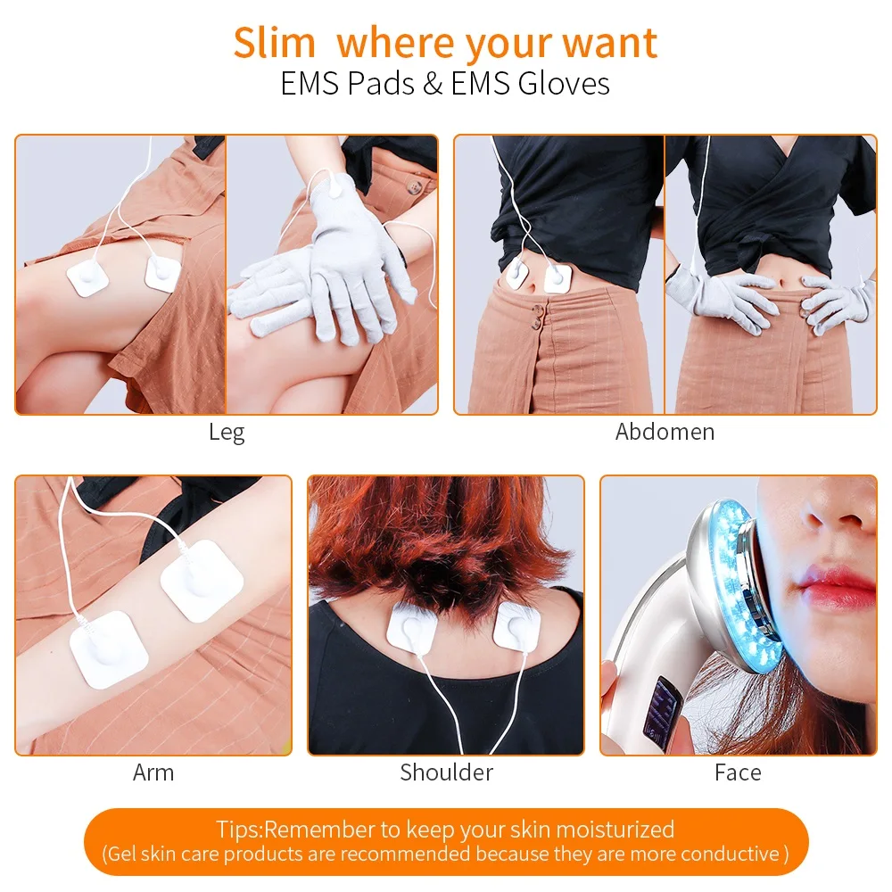 Ultrasonic Body Slimming Machine EMS Ions Face Skin Lifting Massager 6 in 1 Infrared Photon Rejuvenation Fat Burner Anti Wrinkle