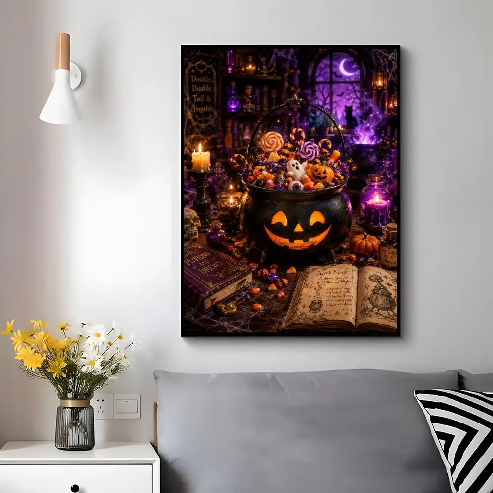 h-Halloween Candy Bucket Poster Modern Luxury Wall Poster Home Decor Space Enhancer