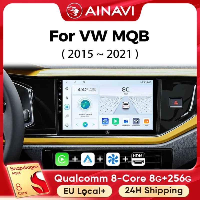 Reproductor Multimedia de coche Ainavi para VW Volkswagen MQB POLO VI Plus Jetta MK7 T6 Bora inalámbrico Carplay Android Auto 4G Wifi 2din