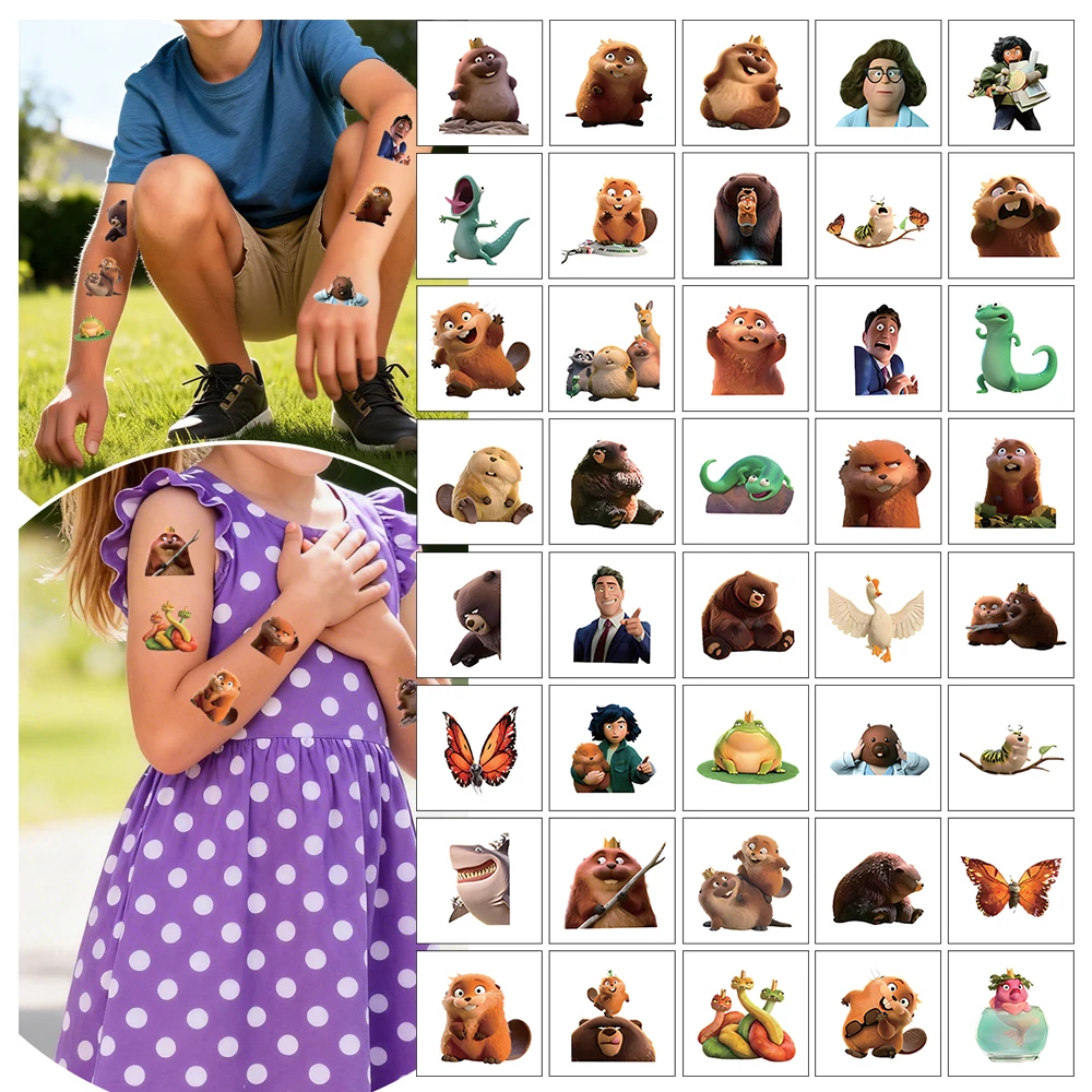 

40 шт./компл., временные татуировки с героями мультфильмов Диснея, Хопперс, Мэйбл, наклейки для боди-арта, милые татуировки, подарки на день рождения, наклейки для вечеринок