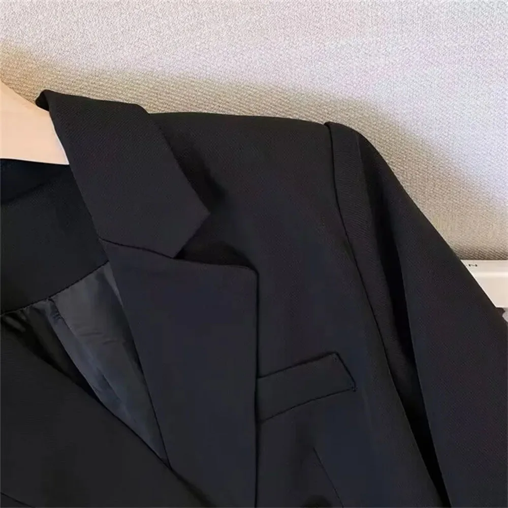 Blazer feminino feminino fino do escritório, casacos de manga longa, jaquetas pretas, casacos casuais, moda inverno, outono, 2023