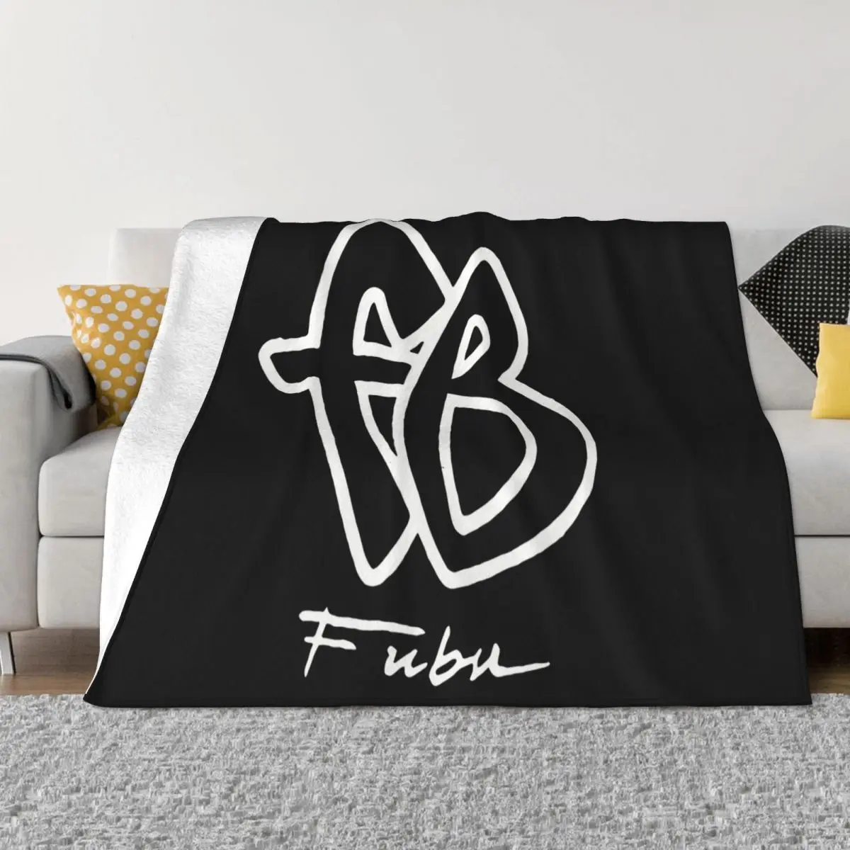 Vintage Fubu Fb Big Logo 90S Reprint Size S 2Xl Cotton 016418 High Quanlity Natural Throw Blanket