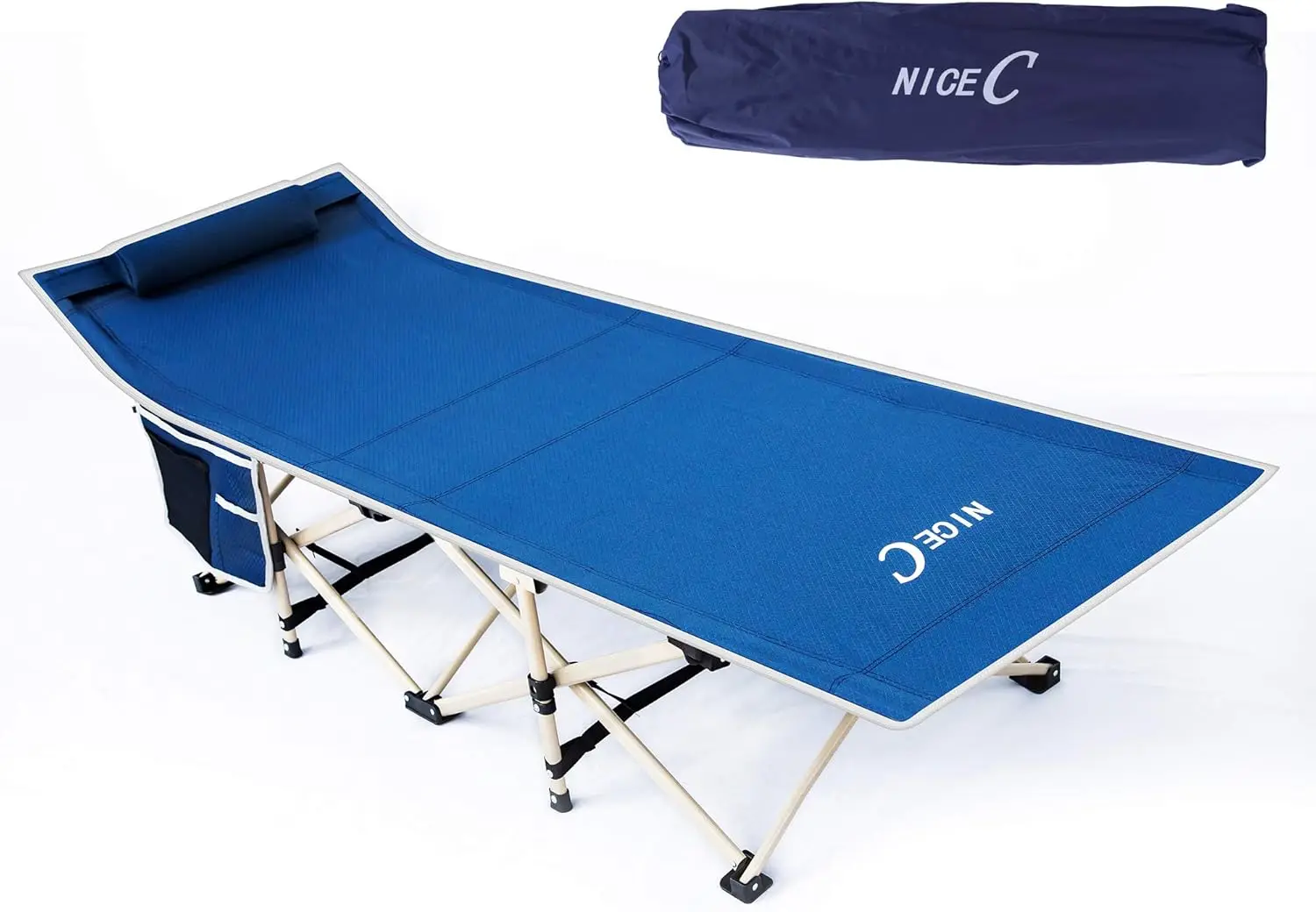 

Nice C Camping Cots, Cots For Adults, Folding Cot, With Pillow, Carry Bag & Storage Pocket, Extra Wide Sturdy, Holds Up To 500