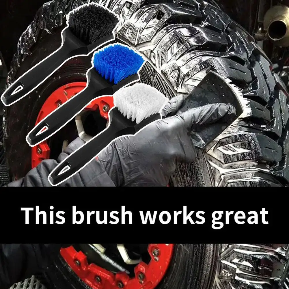 Short Handle Car Tire Brush Wheel Cleaning Brush Dense Bristle Detailing Brush for Car Wheels Rim Tire Fender Auto Cleaning Wash