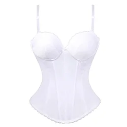 Women Bridal Corset Bustiers Top with Adjustable Straps Shapewear Wedding Lingerie White Black