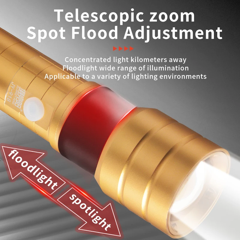 50w 백색 레이저 고출력 손전등 초강력 서치라이트 토치 휴대용 야외 캠핑 조명 줌 기능 손전등