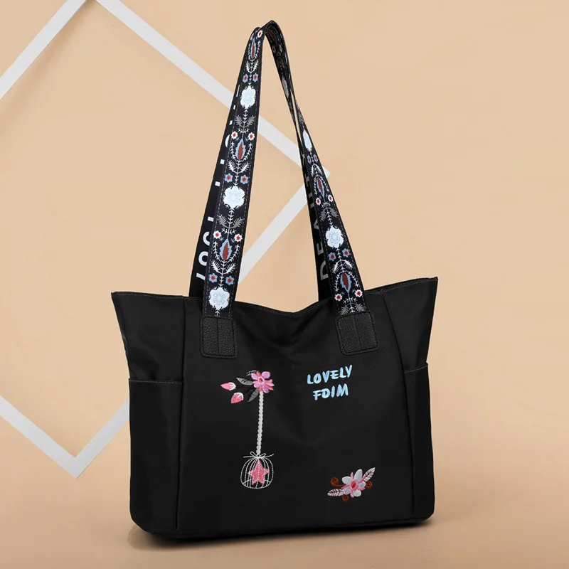 

Fashion embroidered tote bag Korean version new large capacity shoulder bag Oxford cloth mother bag handbag drop