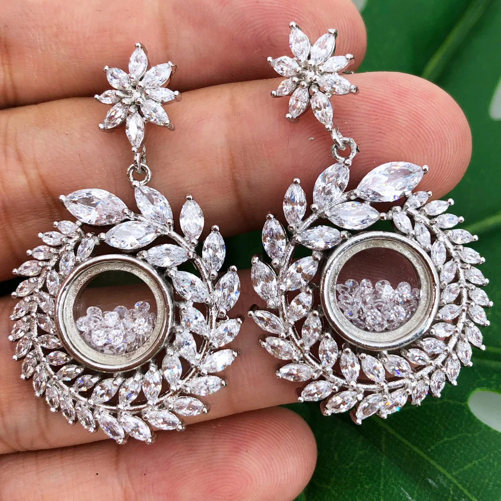 

Missvikki New Fashion Hot Jewelry Luxury Funny Movable CZ Earrings Full Mirco Paved Cubic Zirconia Women Bridal Wedding Earring