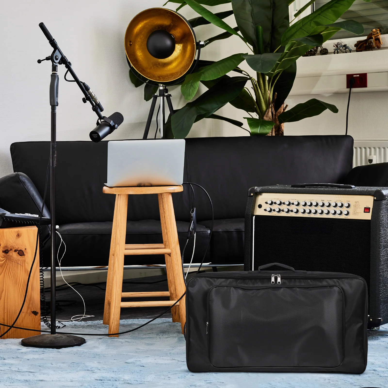 

Effect Pedalboard Storage Bag Black High Toughness Nylon Non Slip Handle Zipper Closure For Guitar Keyboard Players