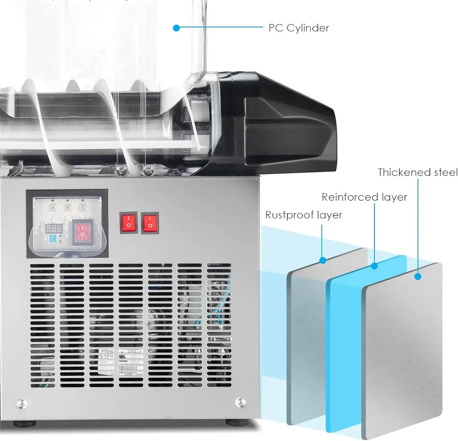 Máquina de margarita rovsun, 8 gal/30l, 15l x 2 tanques, máquina comercial de granizado, modos de lama e suco, bebida congelada