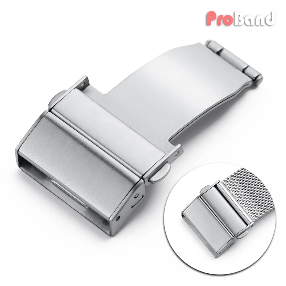 

Stainless Steel Watch Band Folding Buckle 18mm 20mm 22mm Metal Silver Watchband Double Press Automatic Clasp Strap Accessories