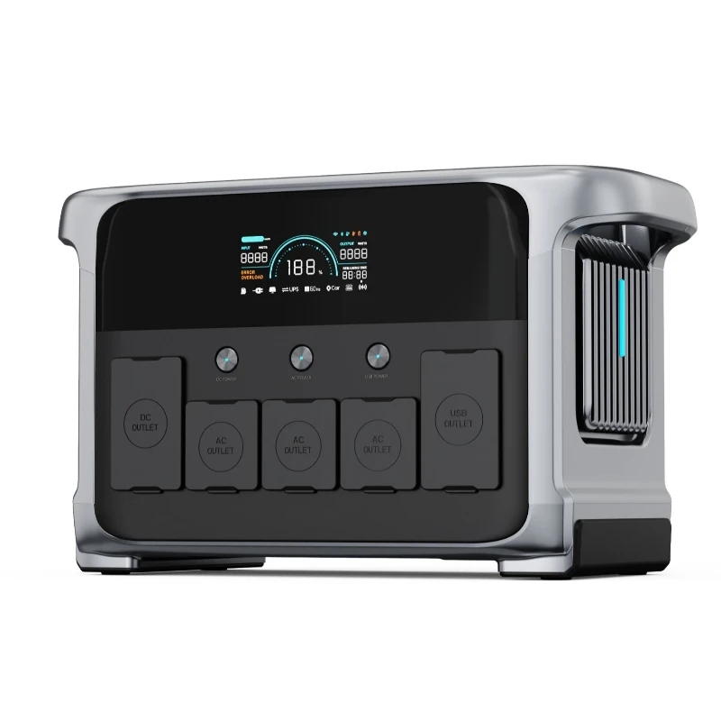 

Bluetooth WiFi View Battery Outdoor Mobile Power Supply 2400W Portable Energy Storage Power Supply Solar Parallel