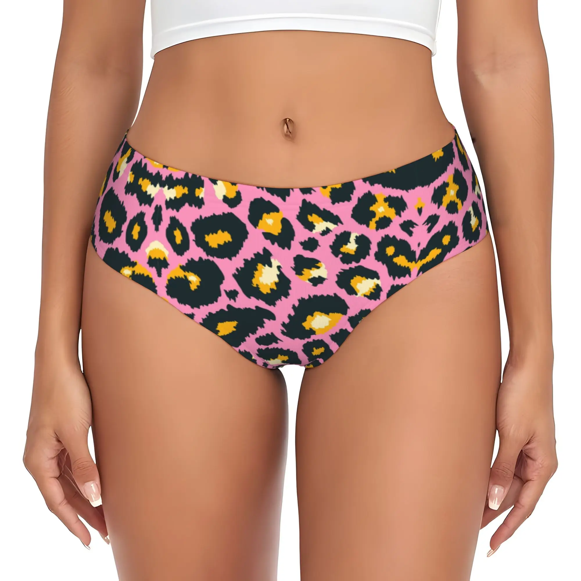 Custom Leopard Print Colorful Briefs Underwear Womens Comfortable Stretch  Panties