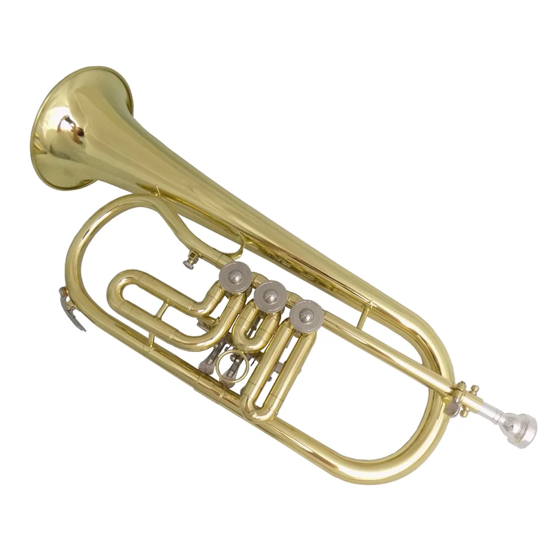 

Bb Rotary Flugelhorn Musical Instruments Yellow Brass Material Lacquer Surface with Case Mouthpiece