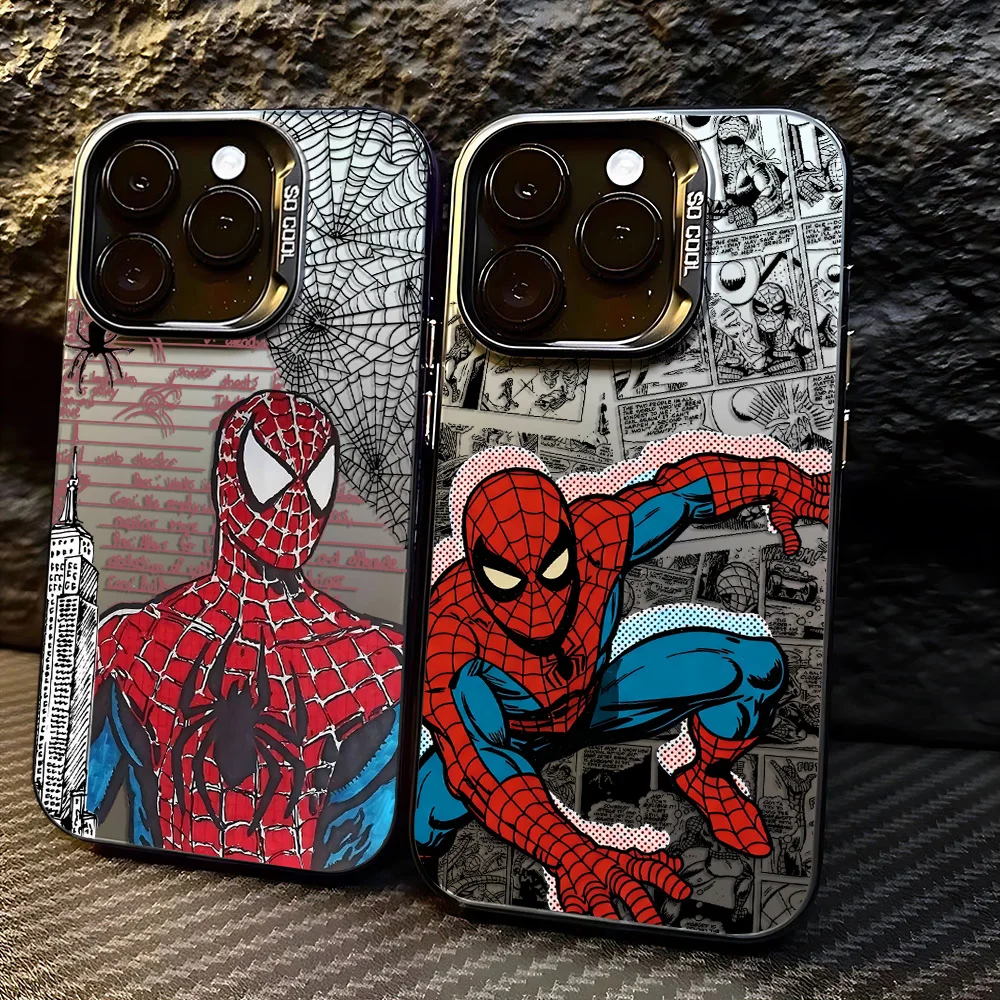 Funda para Teléfono con Diseño de Spiderman para iPhone 17 17e 16e 16 15 14 13 12 11 mini Pro Max X XR XSMAX 8 7 Air Plus, Anti-Caídas, Mate