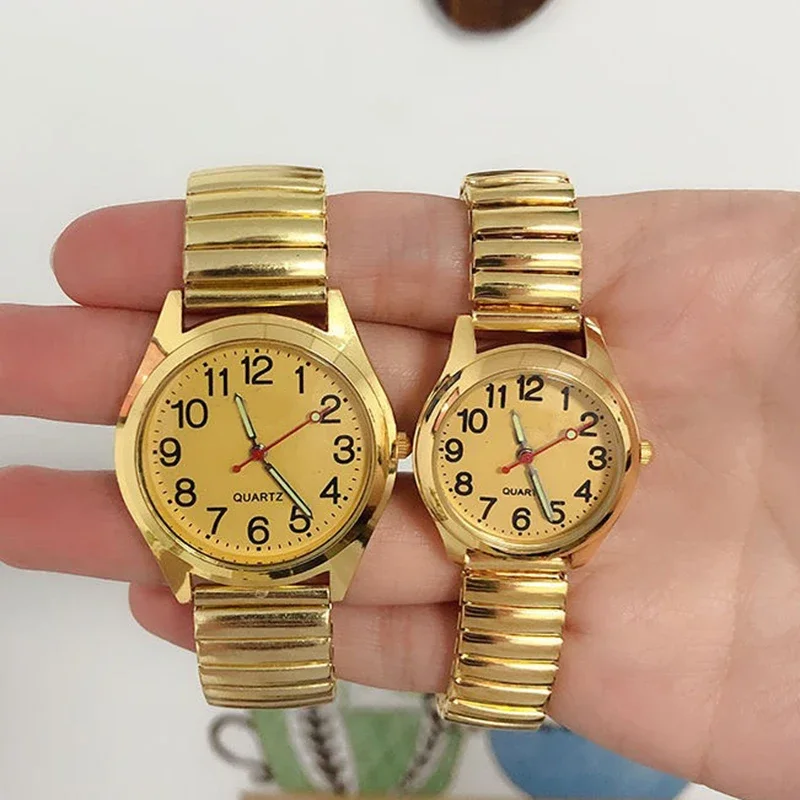 Jam tangan pasangan fleksibel Pria Wanita, arloji Quartz regang sederhana kasual 2023